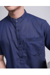 Navy Plain Cotton Short Sleeve Shirt